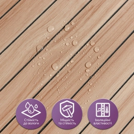 Покриття вінілове самоклеюче 3D рейки 600х600х2,8мм Тік золотистий SW-00002203