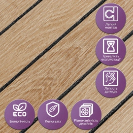 Покриття вінілове самоклеюче 3D рейки 600х600х2,8мм Світлий мигдаль SW-00002204