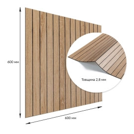 Покриття вінілове самоклеюче 3D рейки 600х600х2,8мм Світлий мигдаль SW-00002204
