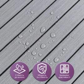 Покриття вінілове самоклеюче 3D рейки 600х600х2,8мм Тік сивий SW-00002206
