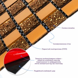 Мозаїка з декоративного скла 298х298х4,5мм Оранж SW-00002360