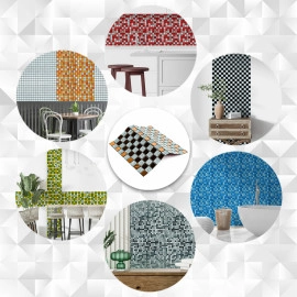 Мозаїка з декоративного скла 298х298х4,5мм Сірий+оранж SW-00002361