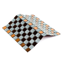 Мозаїка з декоративного скла 298х298х4,5мм Сірий+оранж SW-00002361