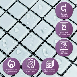 Мозаїка з декоративного скла 298х298х4,5мм Біла SW-00002364