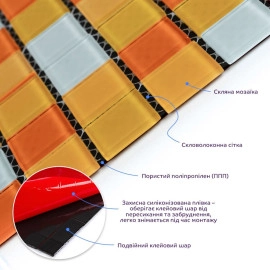 Мозаїка з декоративного скла 298х298х4,5мм Помаранчева SW-00002365