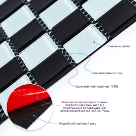 Мозаїка з декоративного скла 298х298х4,5мм Шахматка SW-00002366