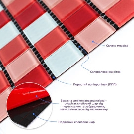 Мозаїка з декоративного скла 298х298х4,5мм Червона SW-00002367