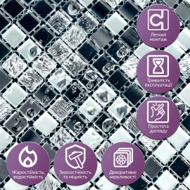 Мозаїка дзеркальна 298х298х4,5мм Срібло SW-00002371