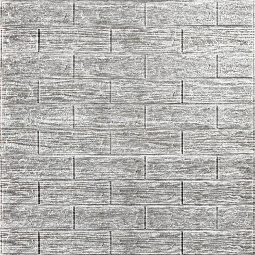 Самоклеюча декоративна 3D панель 700х770х5мм Сіра смужка цегла (183) SW-00000488