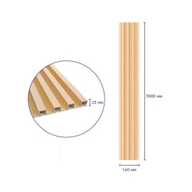 Рейка декоративна WPC для стін 3000х160х23мм Світле дерево SW-00002572-