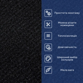 Самоклеюча плитка під ковролін в рулоні чорний 600х3000мм SW-00002588