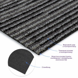 Плитка під ковролін без клейового шару 500х500х4мм Чорно-сірий SW-00002713