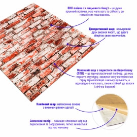 Декоративна 3D панель 700х770х4мм Червоно-біла цегла (341) SW-00000533