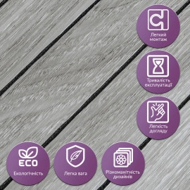 Покриття вінілове самоклеюче 3D рейки 600х600х2,8мм SW-00003247