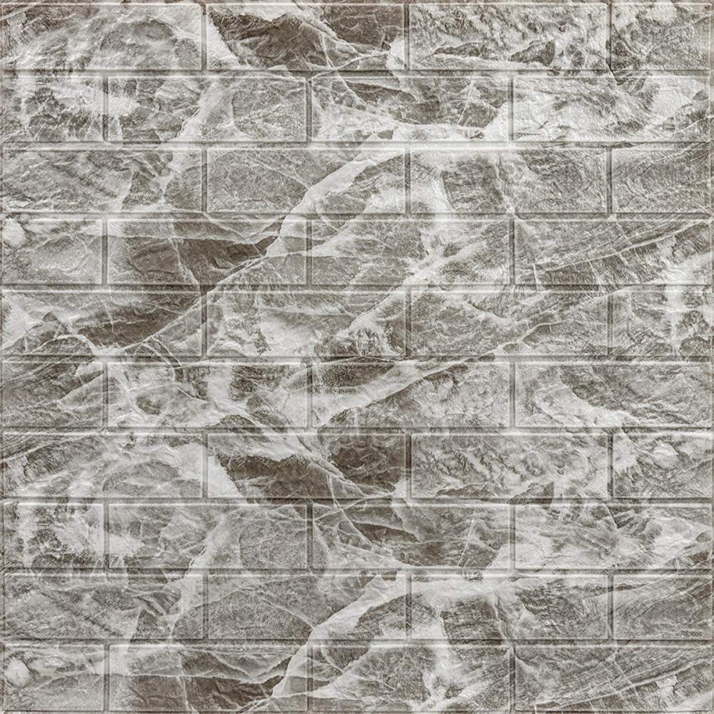 Декоративна 3D панель самоклейка 700х770х5мм Чорний мармур (цегла) (061-5) SW-00000036