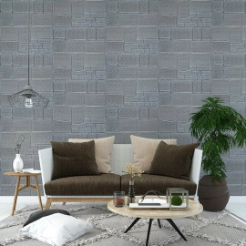 Самоклеюча декоративна 3D панель Камінь срібло 700х700х6мм (153) SW-00000187