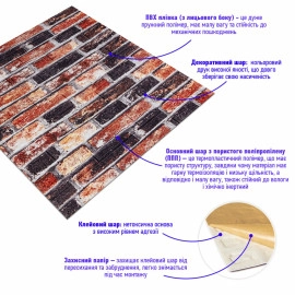 Декоративна 3D панель 700х770х5мм Сіро-синя Катеринославська цегла (048) SW-00000027
