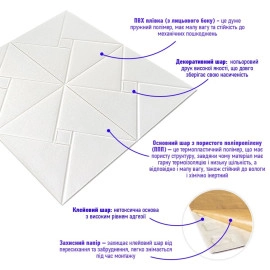 Самоклеюча декоративна настінно-стельова 3D панель 680х670х5.5мм Орігамі (173) SW-00000182