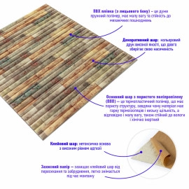 Самоклеюча декоративна 3D панель 700x700x8.5мм Мікс бамбук Кольоровий (073) SW-00000090