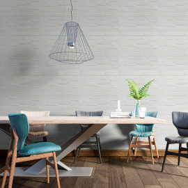 Самоклеюча декоративна 3D панель Камінь біла бита цегла700х770х5мм (180) SW-00000426