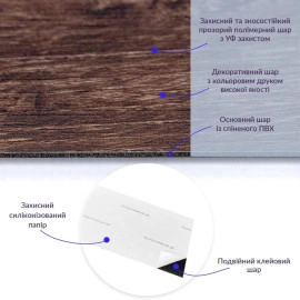 Самоклеюча вінілова плитка 152.4х914.4х1.5мм Каштан, ціна за 1 шт. (СВП-002) Матова SW-00000282