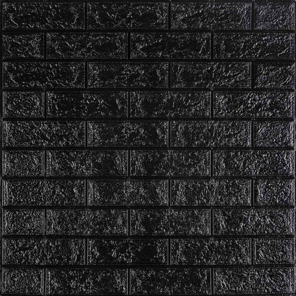 3D панель самоклеюча 700х770х3мм цегла Чорна (019-3) SW-00000584