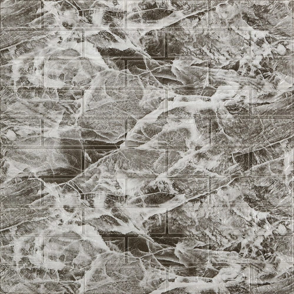 Декоративна 3D панель самоклейка 700х770х3мм Мармур чориний (061-3) SW-00000691