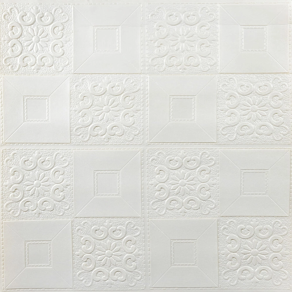 Самоклеюча декоративна настінно-стельова 3D панель 700х700х3мм Білий(114-3) SW-00000697