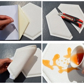 Декоративний самоклеючий шестикутник під шкіру 200x230мм Темно-жовтий (1101) SW-00000741