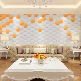 Декоративний самоклеючий шестикутник під шкіру 200x230мм Темно-жовтий (1101) SW-00000741