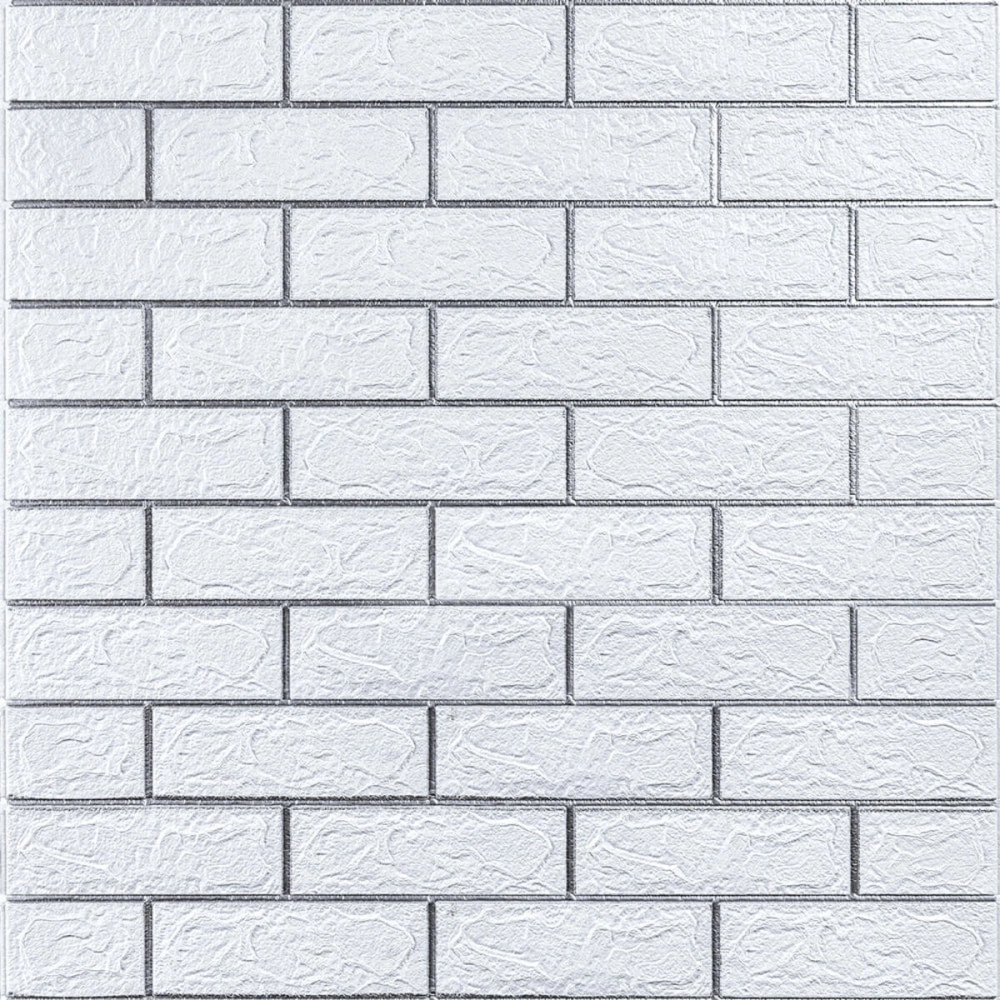 Самоклеюча 3D панель 700х770х3мм Біла цегла смужка срібло (100-3) SW-00000752