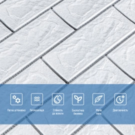 Самоклеюча 3D панель 700х770х5мм Біла цегла смужка срібло (100-5) SW-00000753