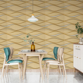 Самоклеюча 3D панельі 700x700x5мм золоті хвилі (194) SW-00000766