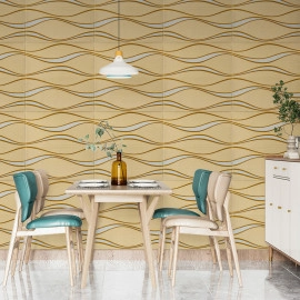 Самоклеюча 3D панельі 700x700x5мм золоті хвилі (194) SW-00000766